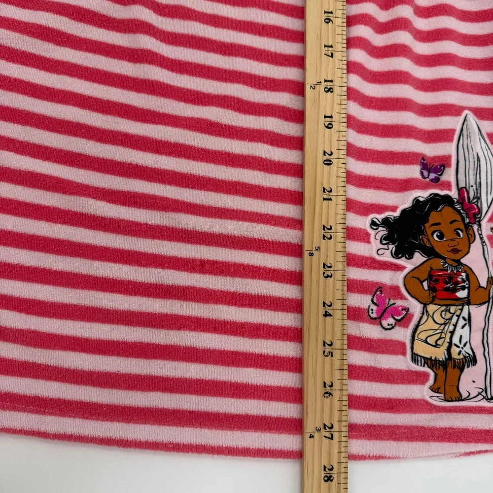 Disney Dress Girls 7/8 Pink Moana Terrycloth Beach Cover Up Striped Summer